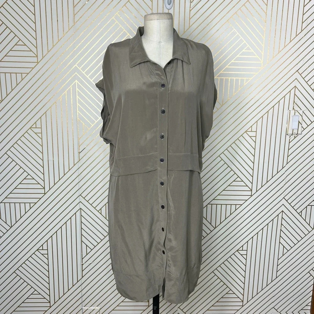 Kain Label Tan Beige Silk Short Sleeve Shirtdress Size‎ US 8